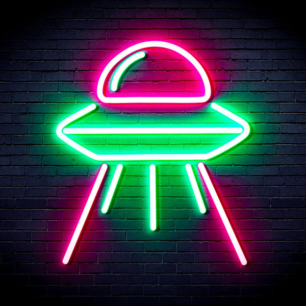 advpro-spaceship-ultra-bright-led-neon-sign-fnu0031 - Green & Pink