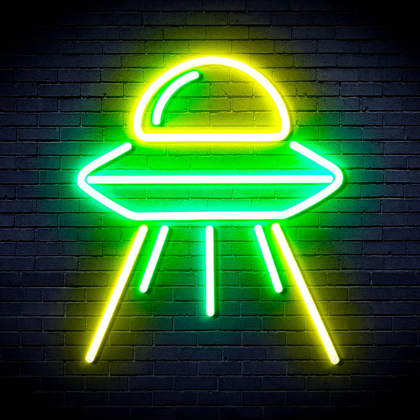 advpro-spaceship-ultra-bright-led-neon-sign-fnu0031 - Green & Yellow