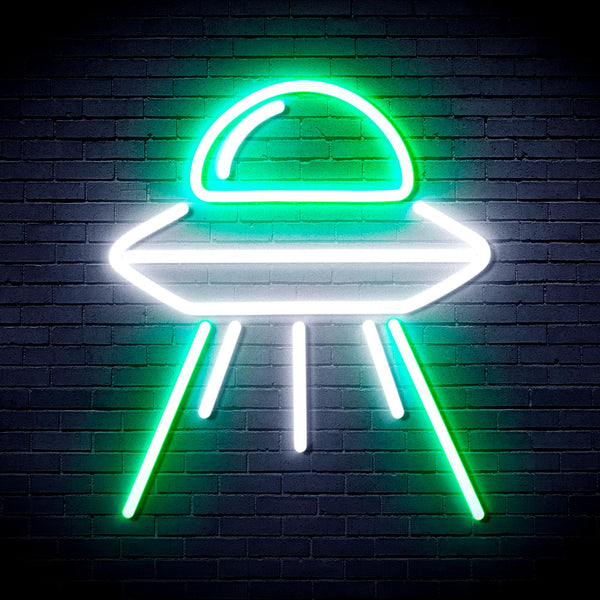 advpro-spaceship-ultra-bright-led-neon-sign-fnu0031 - White & Green