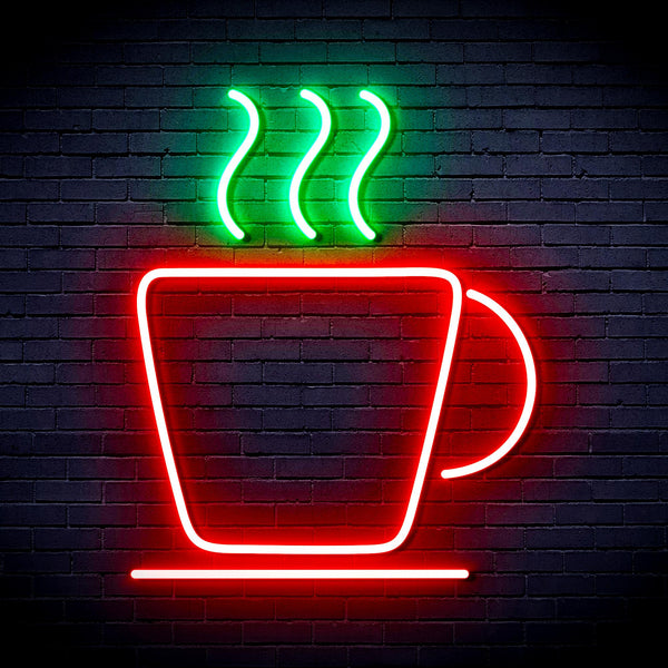 advpro-coffee-cup-ultra-bright-led-neon-sign-fnu0041 - Green & Red