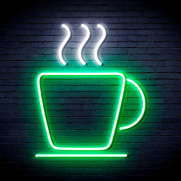 advpro-coffee-cup-ultra-bright-led-neon-sign-fnu0041 - White & Green