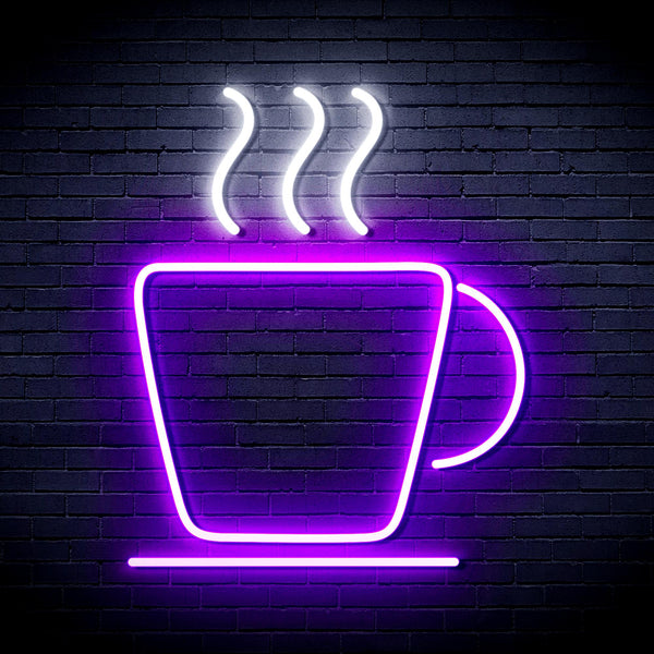 advpro-coffee-cup-ultra-bright-led-neon-sign-fnu0041 - White & Purple