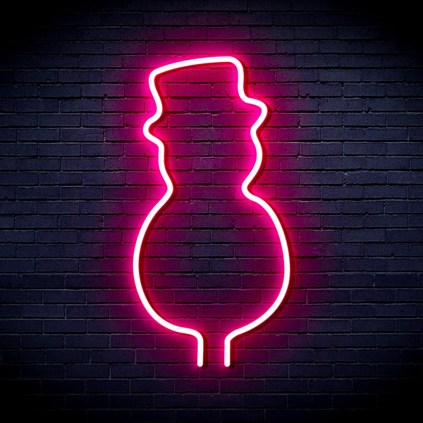 advpro-snowman-with-hat-ultra-bright-led-neon-sign-fnu0053 - Pink