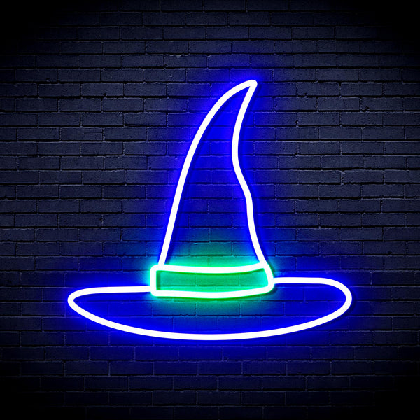 advpro-wizard-hat-ultra-bright-led-neon-sign-fnu0056 - Green & Blue