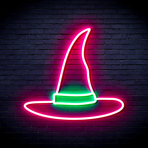 advpro-wizard-hat-ultra-bright-led-neon-sign-fnu0056 - Green & Pink