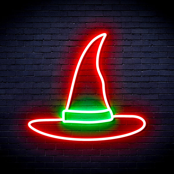 advpro-wizard-hat-ultra-bright-led-neon-sign-fnu0056 - Green & Red
