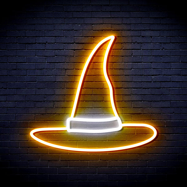 advpro-wizard-hat-ultra-bright-led-neon-sign-fnu0056 - White & Golden Yellow