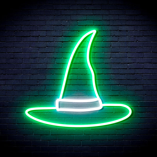 advpro-wizard-hat-ultra-bright-led-neon-sign-fnu0056 - White & Green