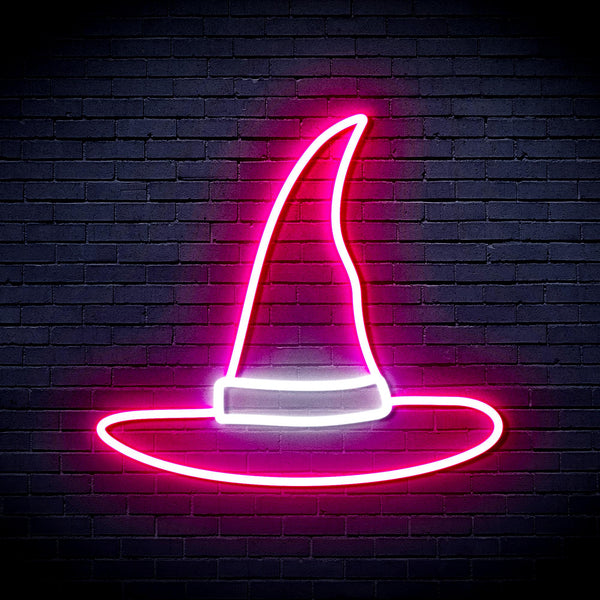 advpro-wizard-hat-ultra-bright-led-neon-sign-fnu0056 - White & Pink