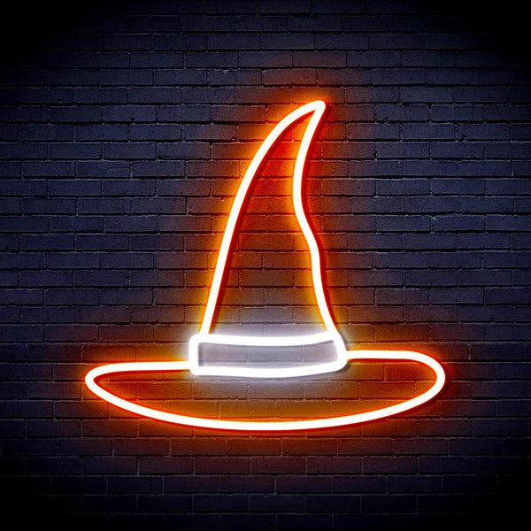 advpro-wizard-hat-ultra-bright-led-neon-sign-fnu0056 - White & Orange