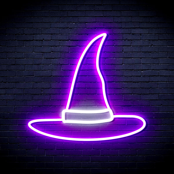 advpro-wizard-hat-ultra-bright-led-neon-sign-fnu0056 - White & Purple