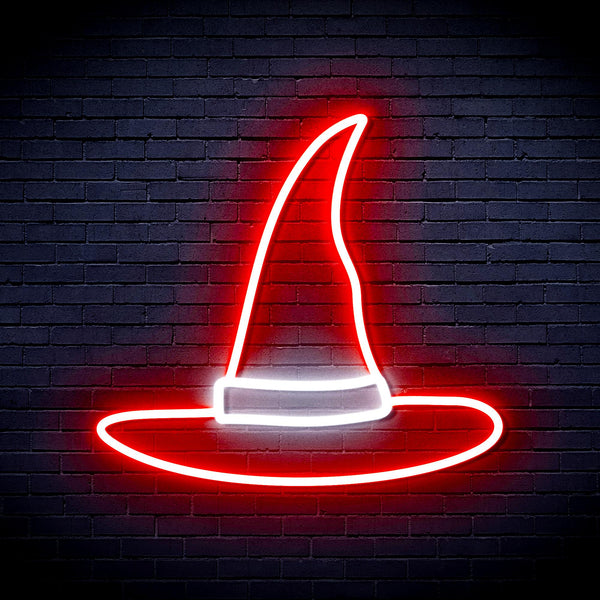 advpro-wizard-hat-ultra-bright-led-neon-sign-fnu0056 - White & Red