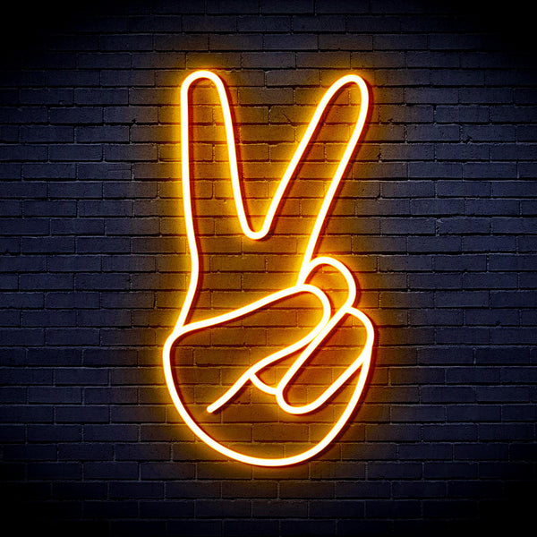 advpro-hand-showing-v-sign-ultra-bright-led-neon-sign-fnu0057 - Golden Yellow