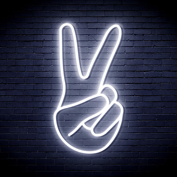 advpro-hand-showing-v-sign-ultra-bright-led-neon-sign-fnu0057 - White