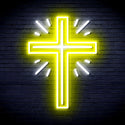 advpro-shinning-cross-ultra-bright-led-neon-sign-fnu0058 - White & Yellow
