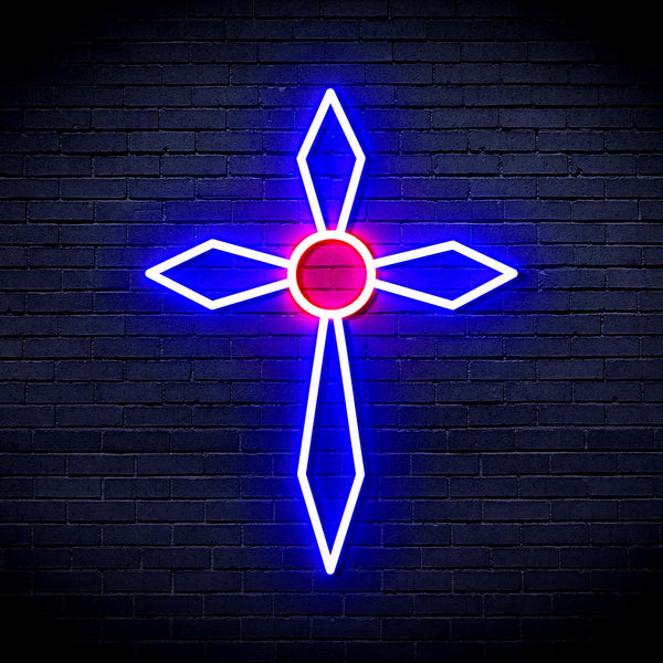 advpro-holy-cross-ultra-bright-led-neon-sign-fnu0060 - Blue & Red