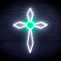 advpro-holy-cross-ultra-bright-led-neon-sign-fnu0060 - White & Green