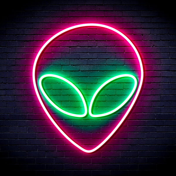 advpro-alien-face-ultra-bright-led-neon-sign-fnu0061 - Green & Pink