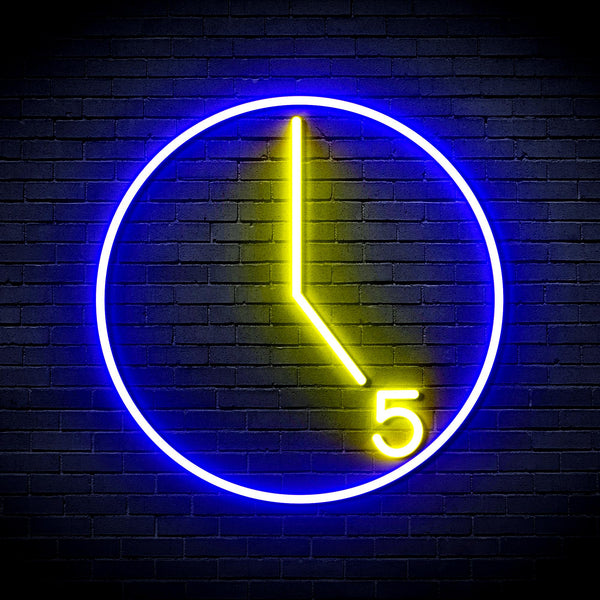 advpro-its-5-o-clock-ultra-bright-led-neon-sign-fnu0062 - Blue & Yellow