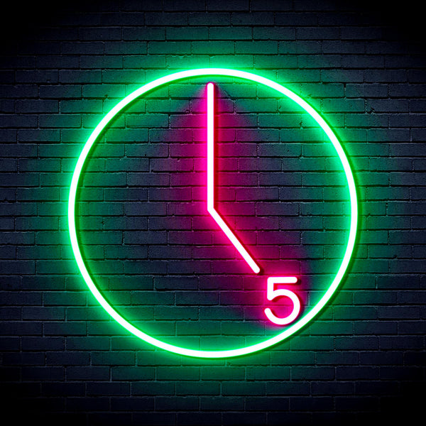advpro-its-5-o-clock-ultra-bright-led-neon-sign-fnu0062 - Green & Pink