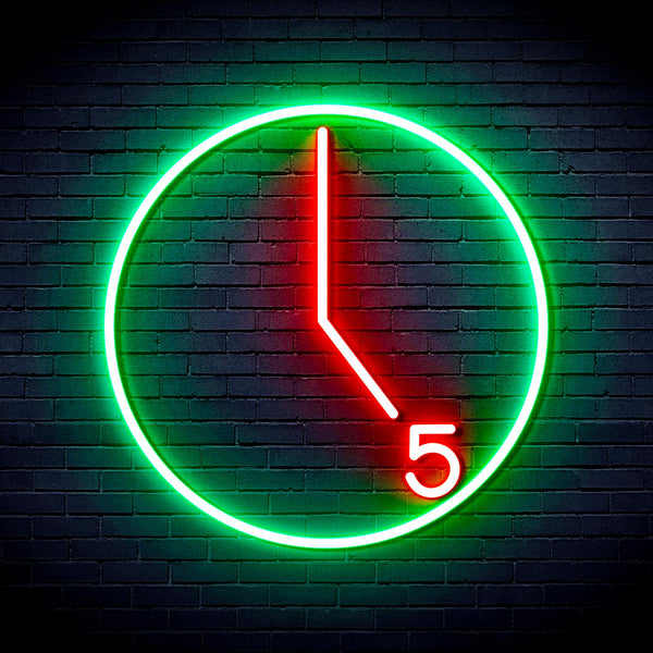 advpro-its-5-o-clock-ultra-bright-led-neon-sign-fnu0062 - Green & Red