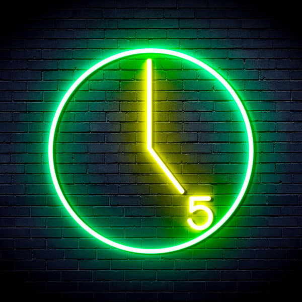 advpro-its-5-o-clock-ultra-bright-led-neon-sign-fnu0062 - Green & Yellow