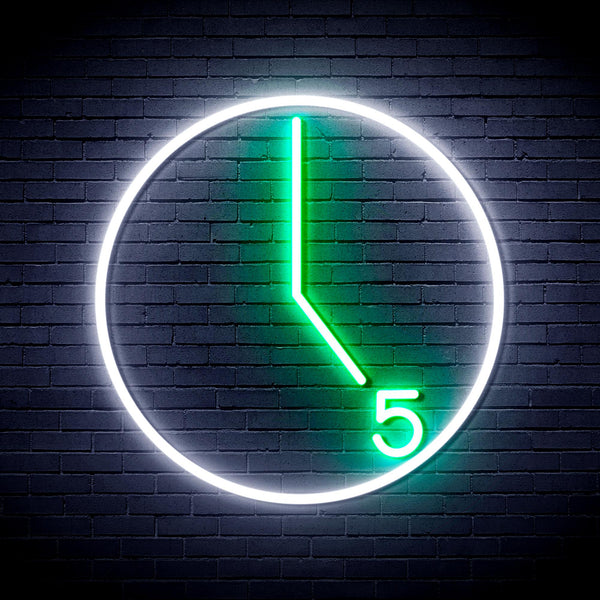 advpro-its-5-o-clock-ultra-bright-led-neon-sign-fnu0062 - White & Green
