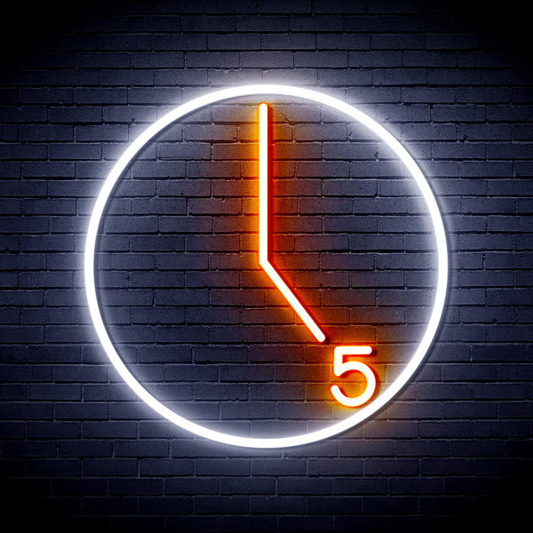 advpro-its-5-o-clock-ultra-bright-led-neon-sign-fnu0062 - White & Orange