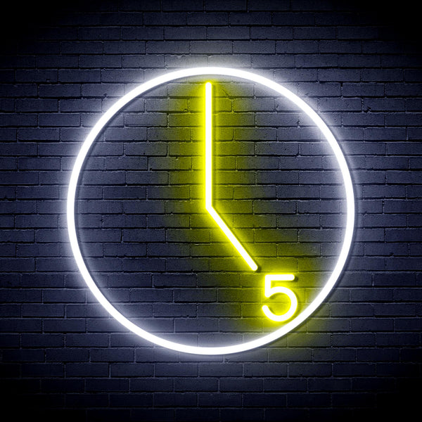 advpro-its-5-o-clock-ultra-bright-led-neon-sign-fnu0062 - White & Yellow