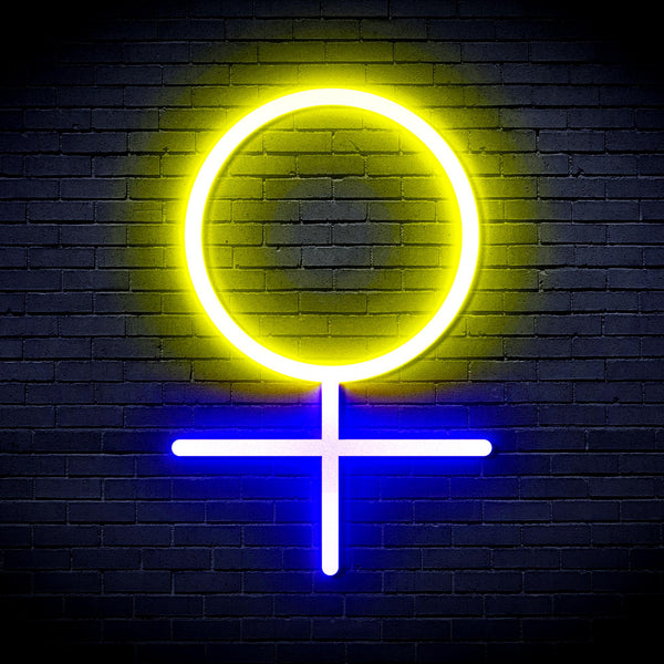 advpro-female-symbol-ultra-bright-led-neon-sign-fnu0069 - Blue & Yellow