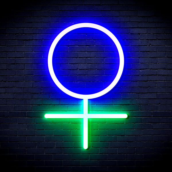 advpro-female-symbol-ultra-bright-led-neon-sign-fnu0069 - Green & Blue