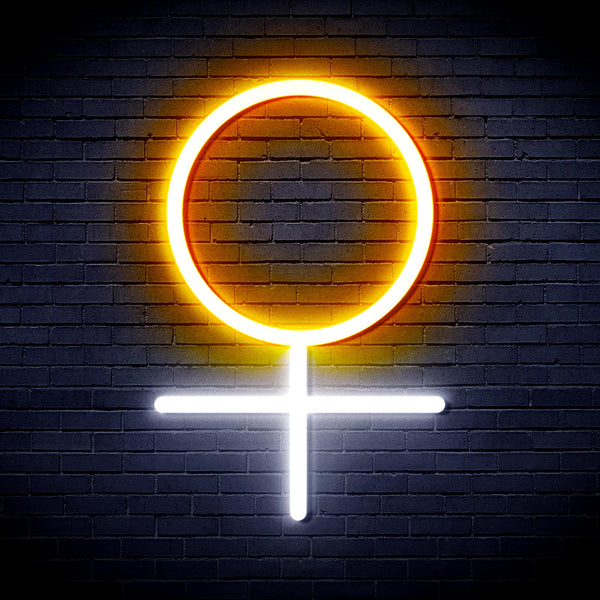 advpro-female-symbol-ultra-bright-led-neon-sign-fnu0069 - White & Golden Yellow
