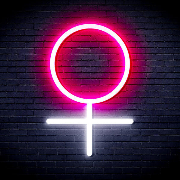 advpro-female-symbol-ultra-bright-led-neon-sign-fnu0069 - White & Pink