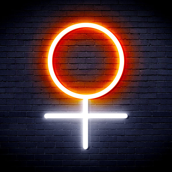 advpro-female-symbol-ultra-bright-led-neon-sign-fnu0069 - White & Orange