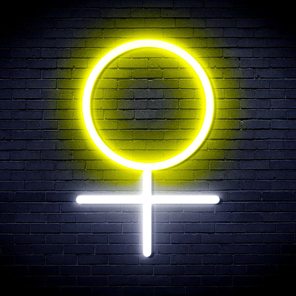 advpro-female-symbol-ultra-bright-led-neon-sign-fnu0069 - White & Yellow