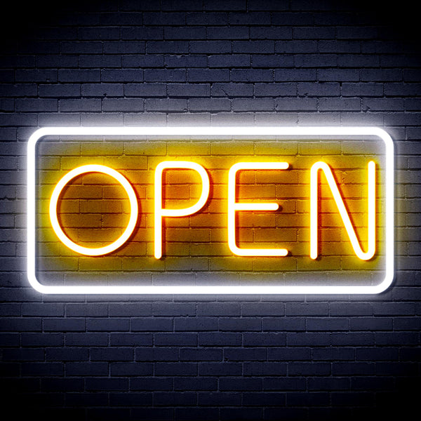 advpro-open-sign-ultra-bright-led-neon-sign-fnu0077 - White & Golden Yellow