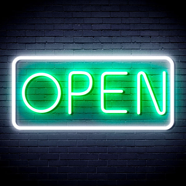 advpro-open-sign-ultra-bright-led-neon-sign-fnu0077 - White & Green