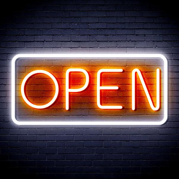 advpro-open-sign-ultra-bright-led-neon-sign-fnu0077 - White & Orange