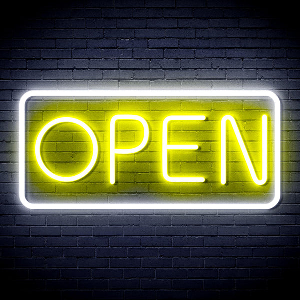 advpro-open-sign-ultra-bright-led-neon-sign-fnu0077 - White & Yellow