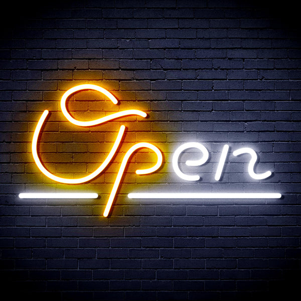advpro-open-sign-ultra-bright-led-neon-sign-fnu0078 - White & Golden Yellow