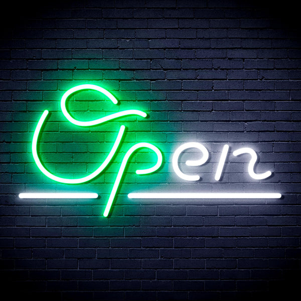 advpro-open-sign-ultra-bright-led-neon-sign-fnu0078 - White & Green