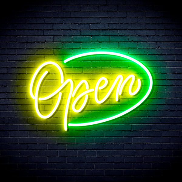 advpro-open-sign-ultra-bright-led-neon-sign-fnu0079 - Green & Yellow