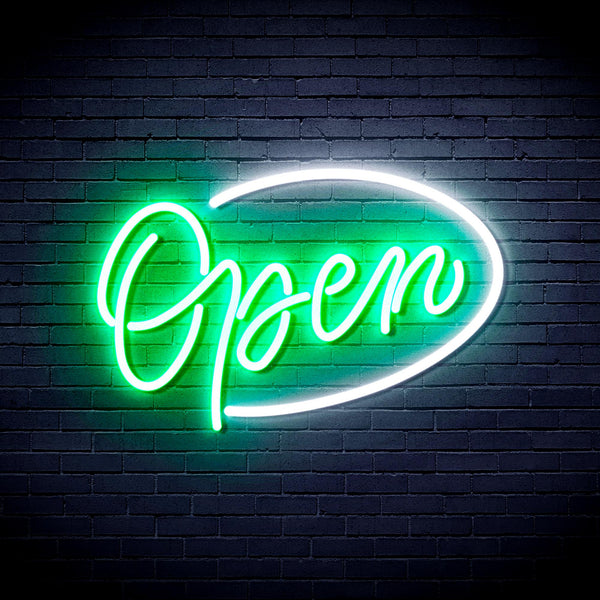 advpro-open-sign-ultra-bright-led-neon-sign-fnu0079 - White & Green