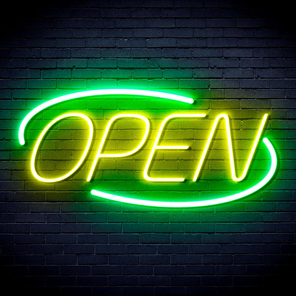 advpro-open-sign-ultra-bright-led-neon-sign-fnu0080 - Green & Yellow
