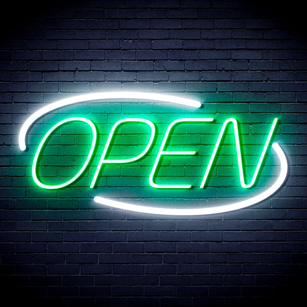 advpro-open-sign-ultra-bright-led-neon-sign-fnu0080 - White & Green