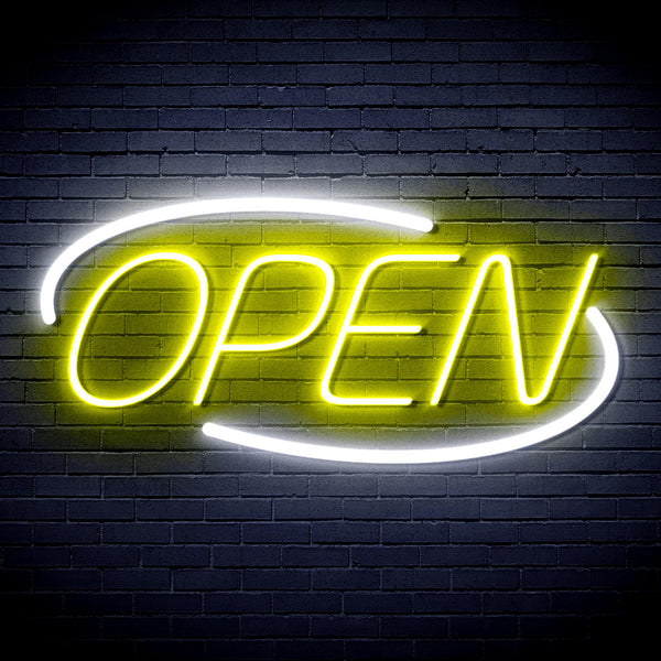 advpro-open-sign-ultra-bright-led-neon-sign-fnu0080 - White & Yellow