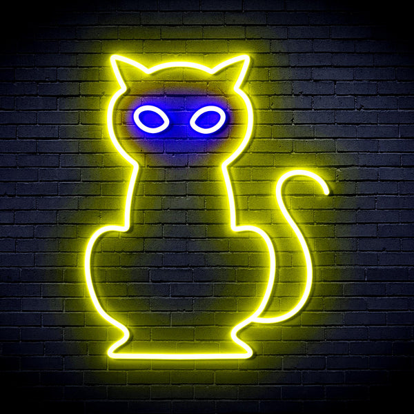 advpro-cat-ultra-bright-led-neon-sign-fnu0084 - Blue & Yellow