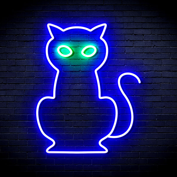 advpro-cat-ultra-bright-led-neon-sign-fnu0084 - Green & Blue