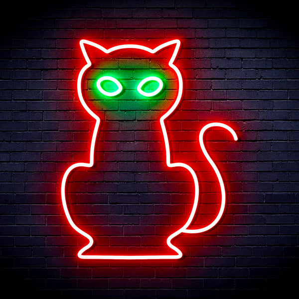 advpro-cat-ultra-bright-led-neon-sign-fnu0084 - Green & Red