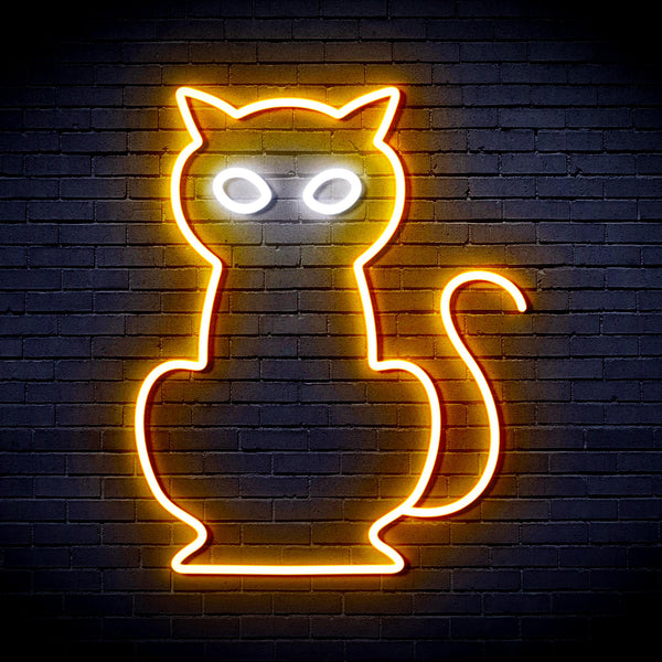 advpro-cat-ultra-bright-led-neon-sign-fnu0084 - White & Golden Yellow